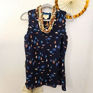Anthropologie Maeve | Sleeveless Turtle Print Blouse | Size 0